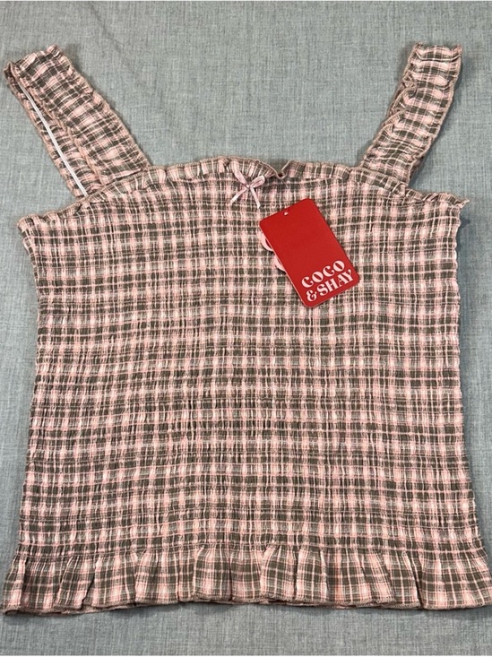 coco&shay Tops - COCO & SHAY Pink Plaid Smocked Tank NWT